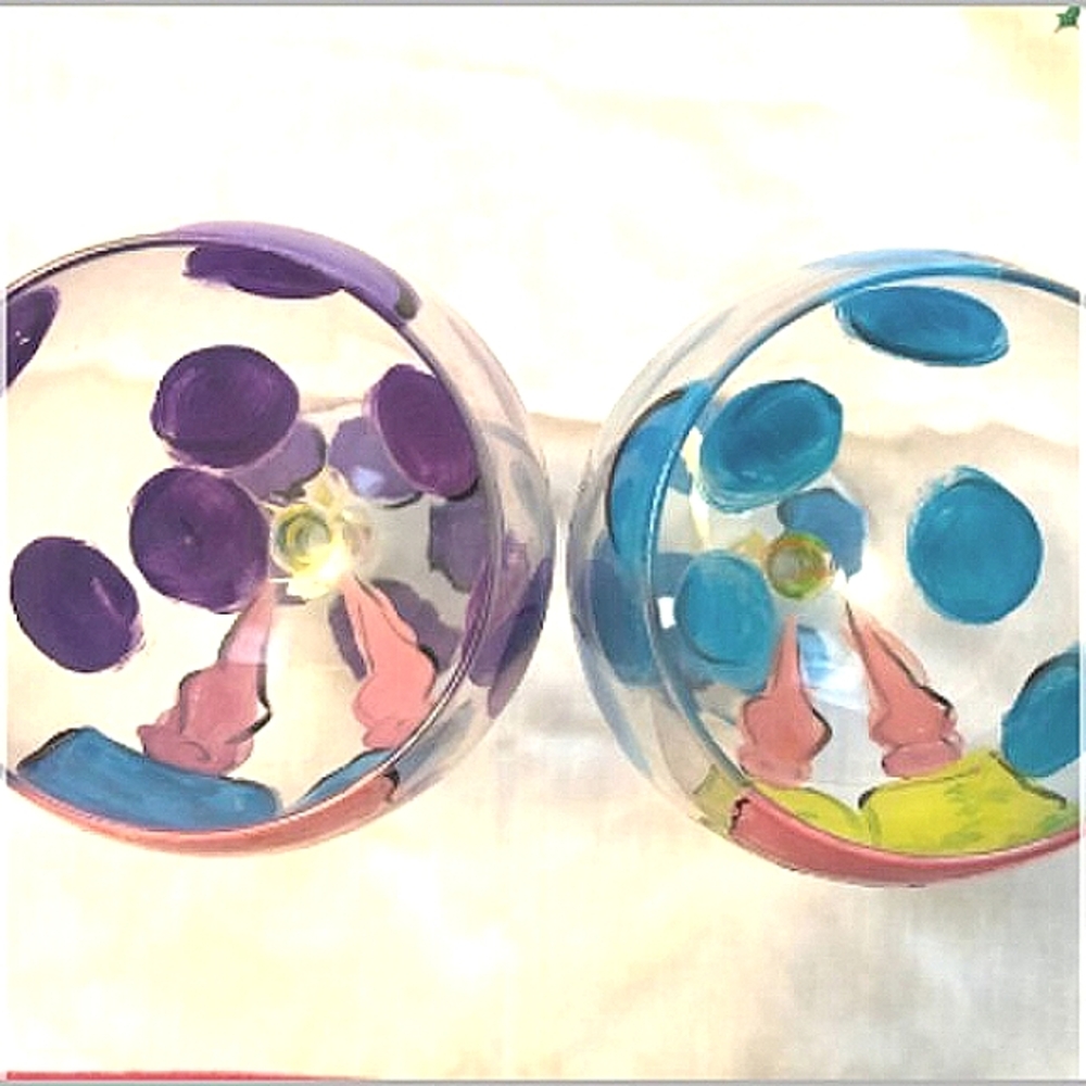 💜NWT Foxy Flamingo Hand Painted Polka Dot Goofy Wine Glasses🩵 - Picture 6 of 7